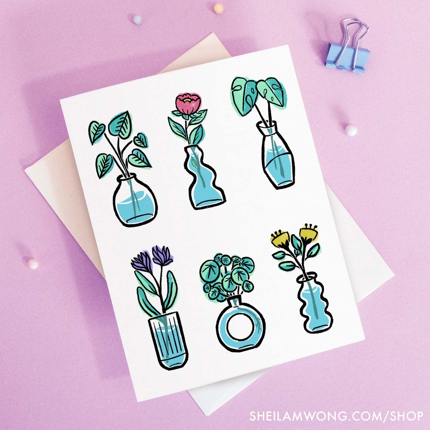 Potted Blooms - Greeting Card