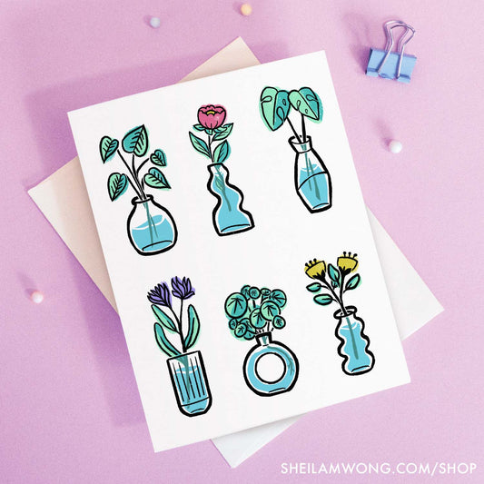 Potted Blooms - Greeting Card