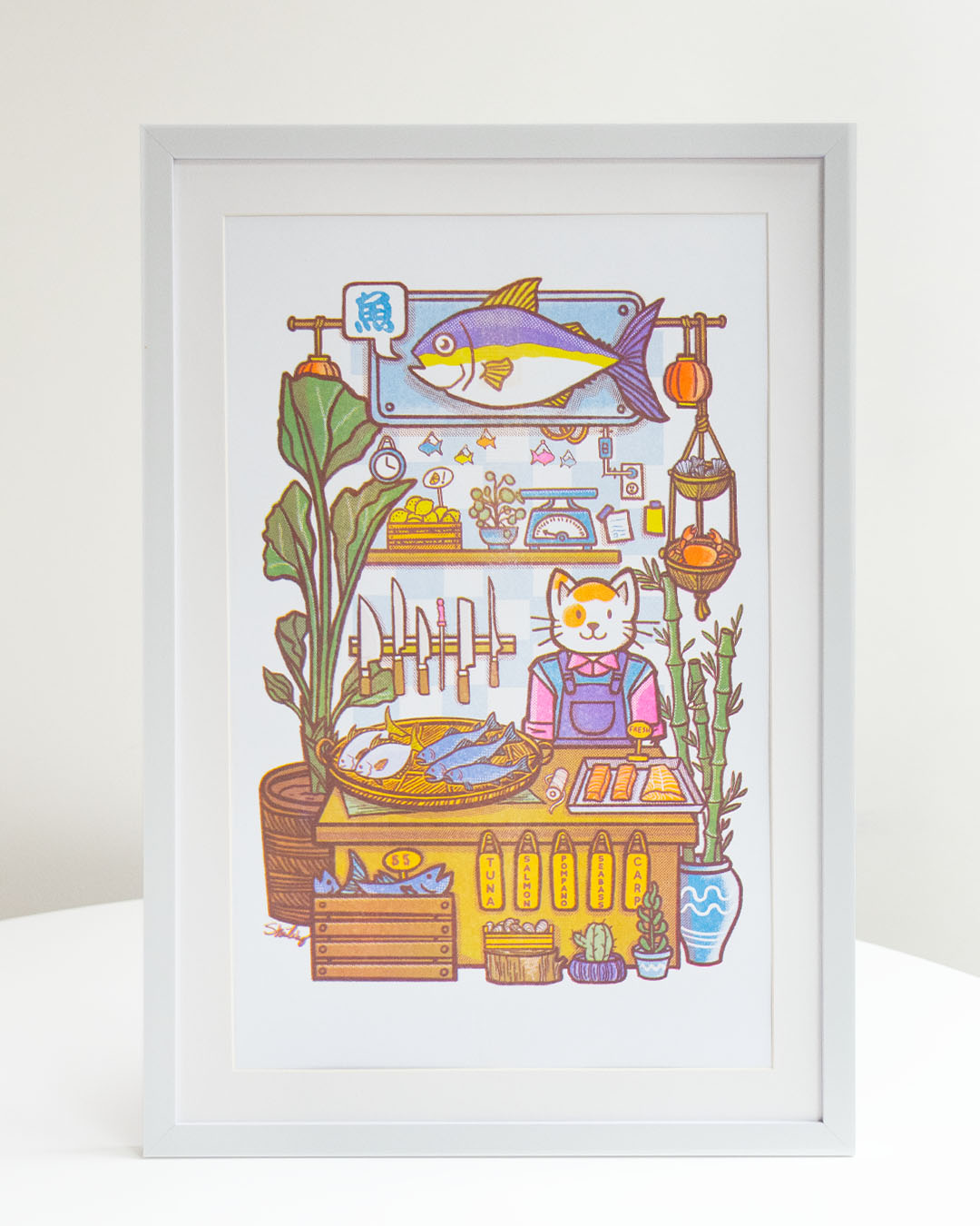 Fish Vendor - Riso Print