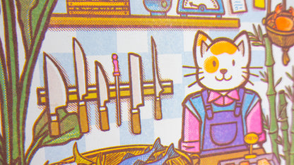 Fish Vendor - Riso Print