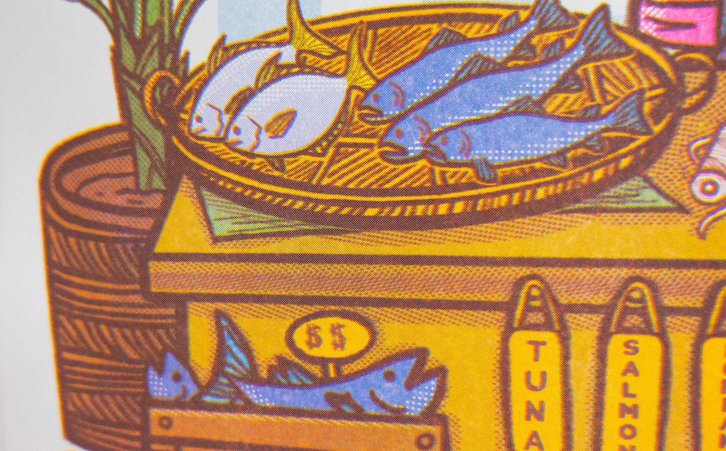 Fish Vendor - Riso Print