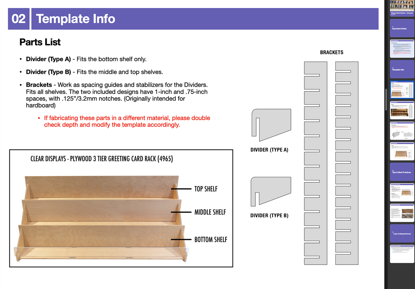 4965 Shelf Dividers + Brackets - Digital Template (AI, SVG)