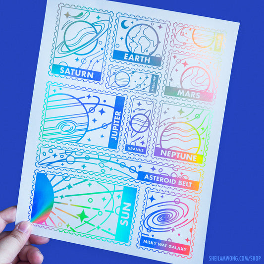 Galaxy Stamps - 8.5"x11" Foil Print