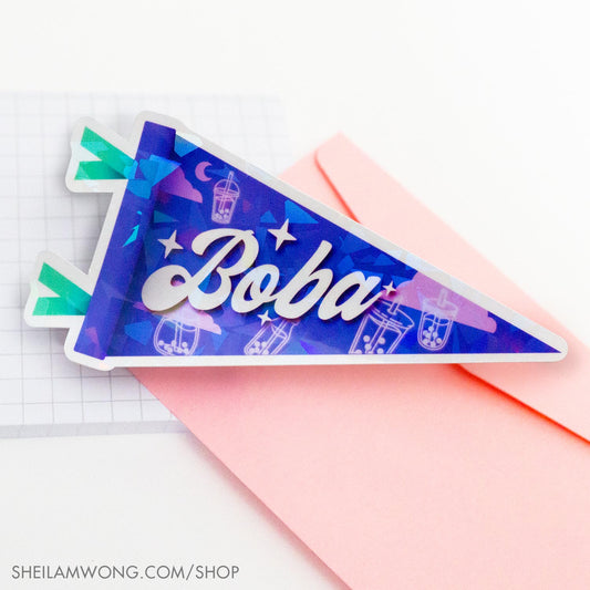 Boba Pennant - Holographic Sticker