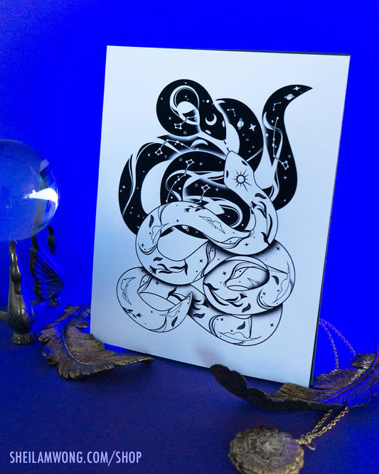 Celestial Serpents Color Art Print