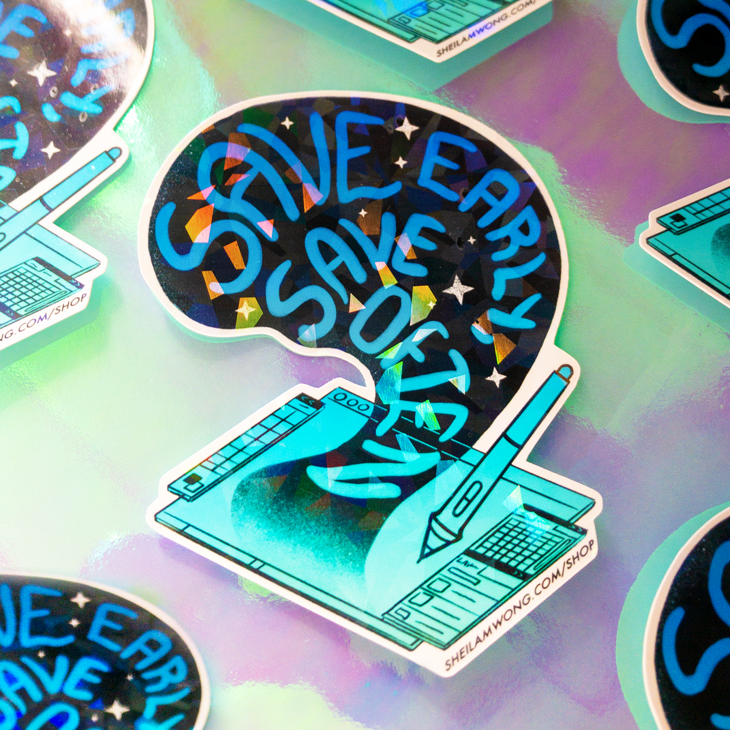 Save Early, Save Often - Holographic Glossy Sticker